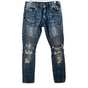 Cult of Individuality Men's Blue Distressed Jeans